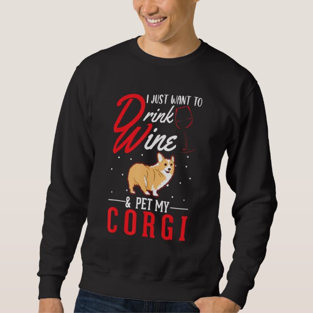 Corgi And Wine Sweatshirt (Vorderseite)