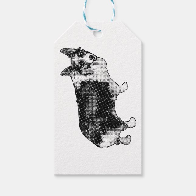 Corgi-Anhänger mit Band Geschenkanhänger (Vorderseite)