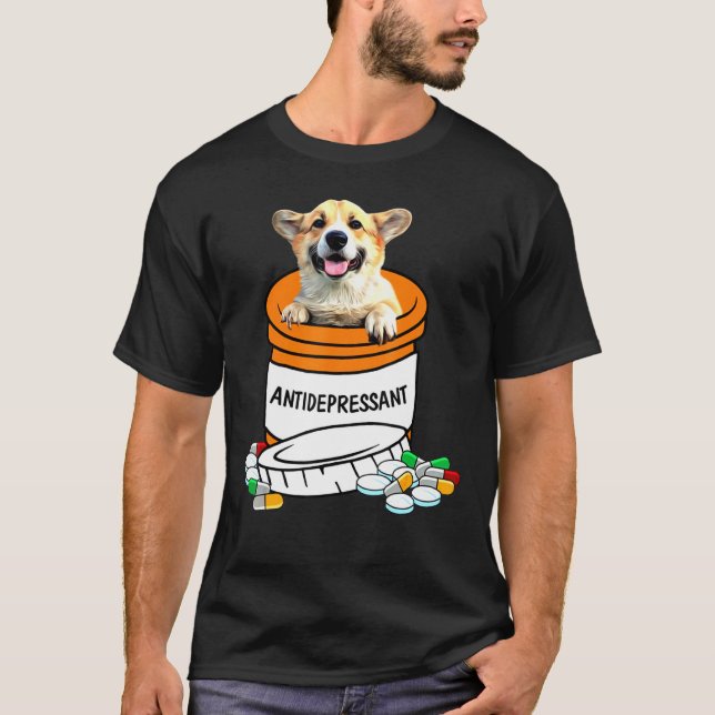 Corgi Antidepressiv Antidepressiva Niedlich Hund T-Shirt (Vorderseite)