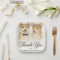 Corgi Aquarell Hochzeit Danke