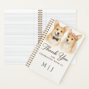 Corgi-Aquarell-Hochzeits-Dankeschön-Monogramme Notizbuch