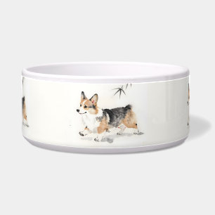 Corgi Aquarell – Whimsical japanische Tinte Hundek Napf