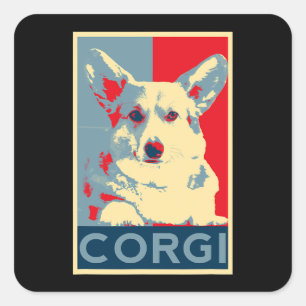 Corgi Art Dog Kunst für Fans von Corgis Quadratischer Aufkleber