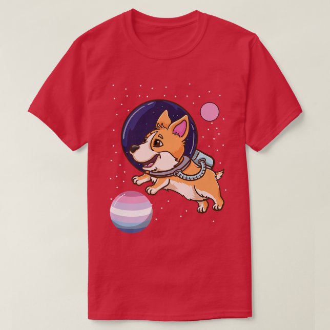 Corgi Astronaut Bigender Pride-233 T-Shirt (Design vorne)