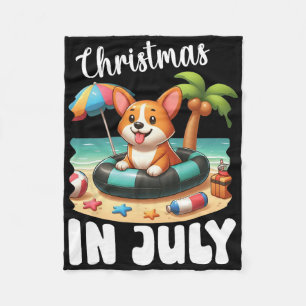 Corgi auf aufblasbarem Boot Frohe Weihnachten im J Fleecedecke
