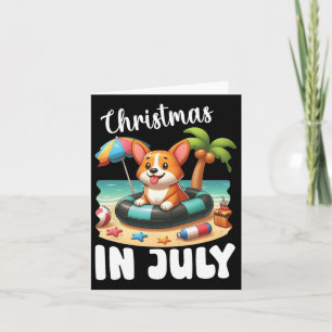 Corgi auf aufblasbarem Boot frohe Weihnachten im J Karte