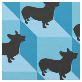 Corgi auf Blue Cubes Stoff