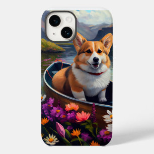 Corgi auf einem Paddel: Ein landschaftliches Abent Case-Mate iPhone 14 Hülle