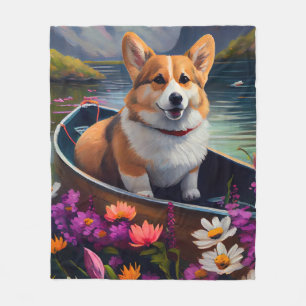 Corgi auf einem Paddel: Ein landschaftliches Abent Fleecedecke