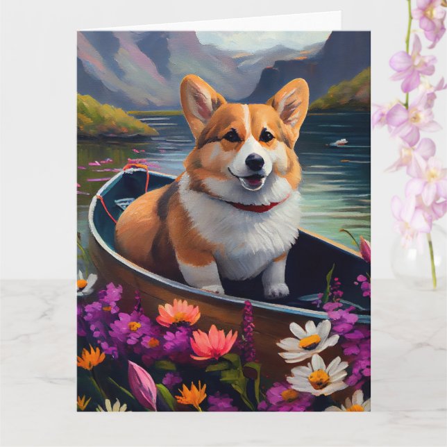 Corgi auf einem Paddle: Ein Landschaftliches Abent Karte (Orchidee)