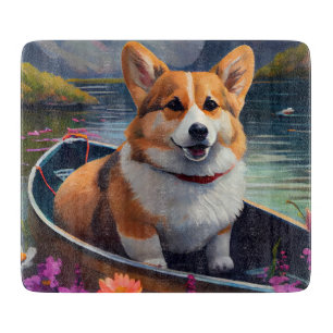 Corgi auf einem Paddle: Ein Landschaftliches Abent Schneidebrett