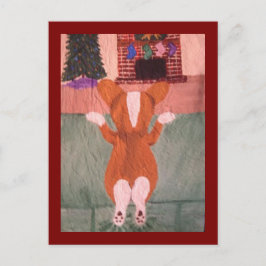 Corgi auf Sofa wartet auf den Weihnachtsmann Postkarte