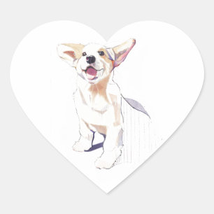 Corgi-Aufkleber – Pembroke Welsh Corgi Herz-Aufkleber