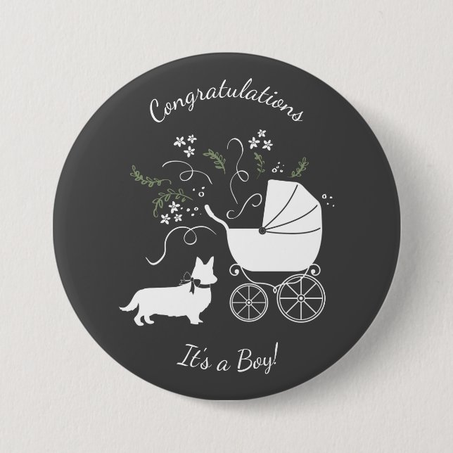 Corgi Baby Shower Dog Button (Vorderseite)
