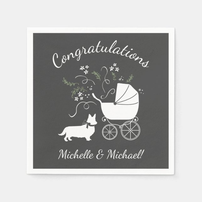 Corgi Baby Shower Dog Serviette (Vorderseite)