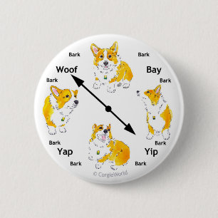 Corgi Barke-Uhr Knopf Button