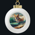 Corgi Beach Surfmalerei Keramik Kugel-Ornament<br><div class="desc">Tauchen Sie ein in die spielerische Welt des Kaninchen-Abenteuers mit diesem faszinierenden Bild. Ein gepflegter Hund geht zu den Wellen und reitet geschickt auf einem sonnengeküssten Strand. Das lebendige Kunstwerk vereint wunderbar das Wesentliche der Erregung am Strand, während der Hund furchtlos auf den Wellen reitet und den Geist von Spaß...</div>