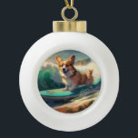 Corgi Beach Surfmalerei Keramik Kugel-Ornament<br><div class="desc">Tauchen Sie ein in die spielerische Welt des Kaninchen-Abenteuers mit diesem faszinierenden Bild. Ein gepflegter Hund geht zu den Wellen und reitet geschickt auf einem sonnengeküssten Strand. Das lebendige Kunstwerk vereint wunderbar das Wesentliche der Erregung am Strand, während der Hund furchtlos auf den Wellen reitet und den Geist von Spaß...</div>