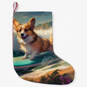 Corgi Beach Surfmalerei Kleiner Weihnachtsstrumpf
