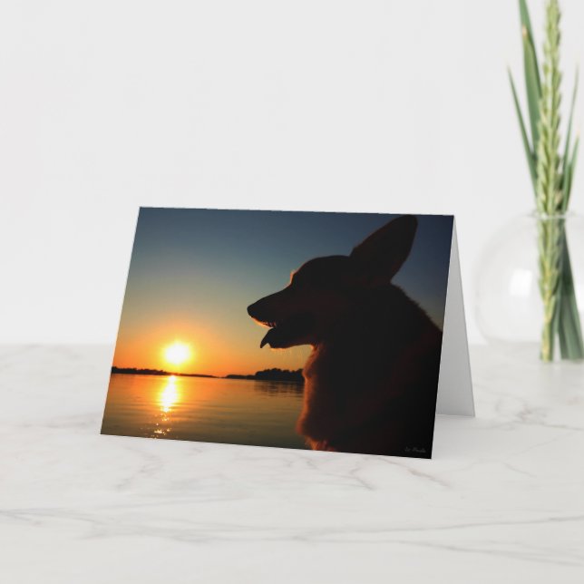 Corgi bei Sunset Condolence Card Karte (Vorderseite)