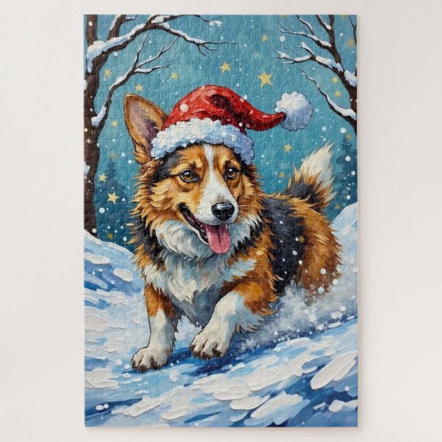 Corgi Belly Slide Christmas Fun Hat Puzzle (Vertikal)