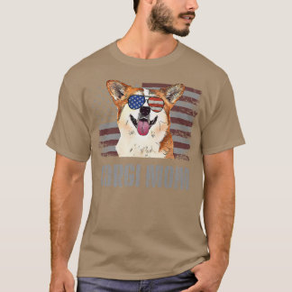 Corgi Best Dog Mama je Retro amerikanische Flagge T-Shirt