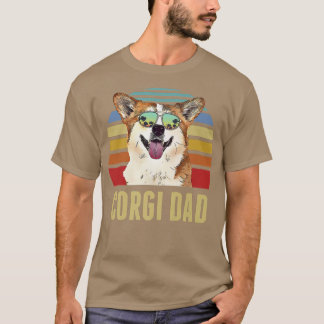 Corgi Best Dog Vater je Retro Sunset Beach Vibe-23 T-Shirt