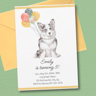 Corgi Birthday Party, Hund Party Einladung