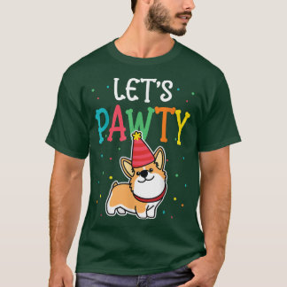 Corgi Birthday Pawty Tshirt For Dog Themed Kids Pa