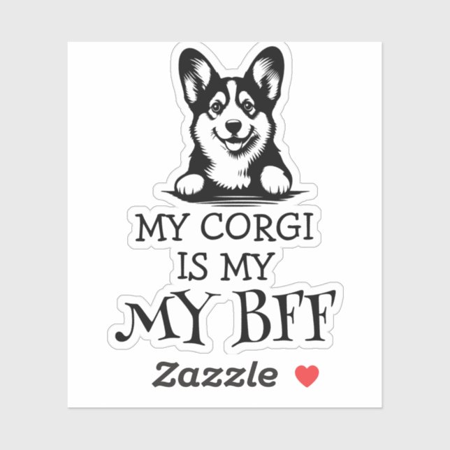 Corgi Black and White Best Furry Friend Theme Aufkleber (Blatt)