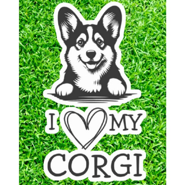 Corgi Black and White Heart Theme Aufkleber (Celebrate your bond with a Corgi Best Furry Friend Theme Sticker)