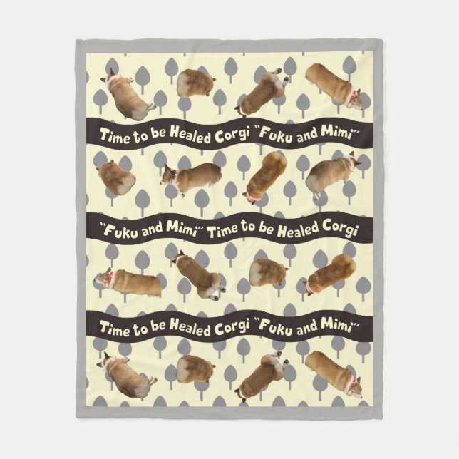 corgi blanket tree fleecedecke (Vorderseite)