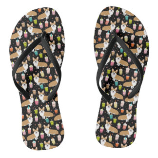 Corgi-Blasen-Tee - niedlicher Hundkawaii Entwurf Flip Flops