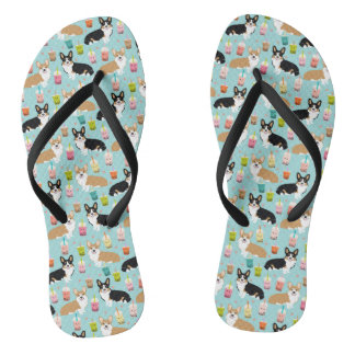Corgi-Blasen-Tee - Tri und rote Corgis Flip Flops