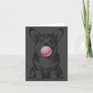 Corgi bläst Bubble Gum Lustiger Hund Cartoon Meme Karte