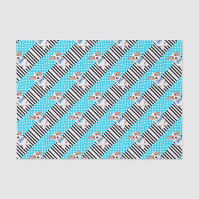 Corgi Blue Pattern Seidenpapier (Vorderseite)