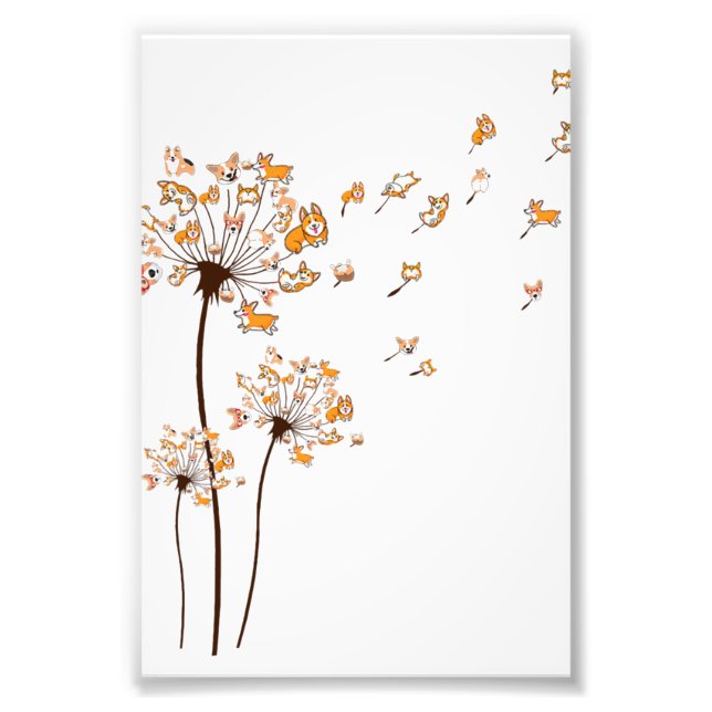 Corgi Blume Fly Dandelion Shirt Niedlich Hund Love Fotodruck (Vorne)