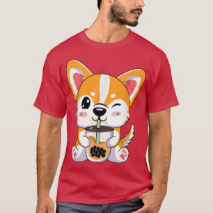 Corgi Boba Tea Blase Niedlich Kawaii Anime Kids Te T-Shirt