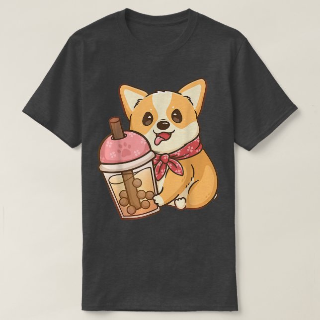 Corgi Boba Tea Milk Tee Anime Kawaii  (Design vorne)