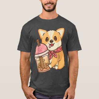 Corgi Boba Tea Milk Tee Anime Kawaii