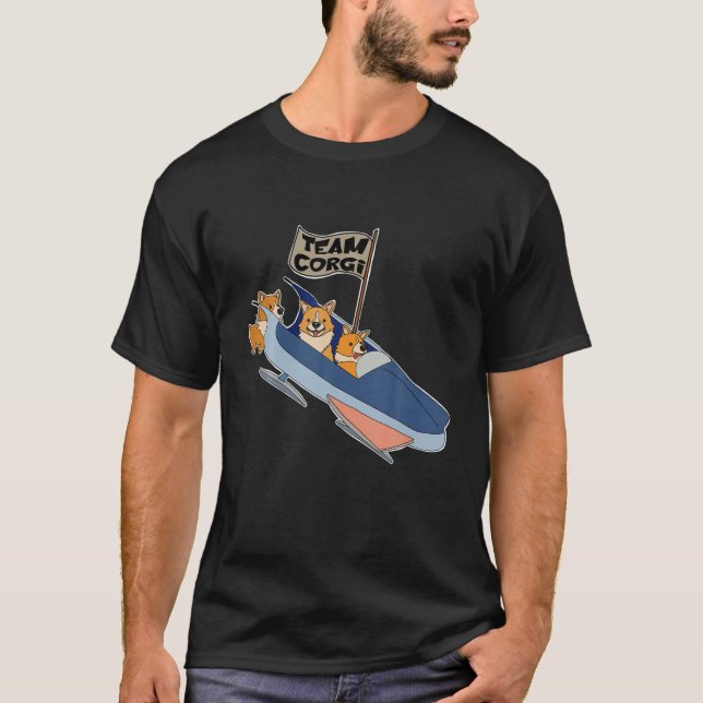 Corgi Bobsled Team Bob Schlitten Bobsled Wintersch T-Shirt (Vorderseite)