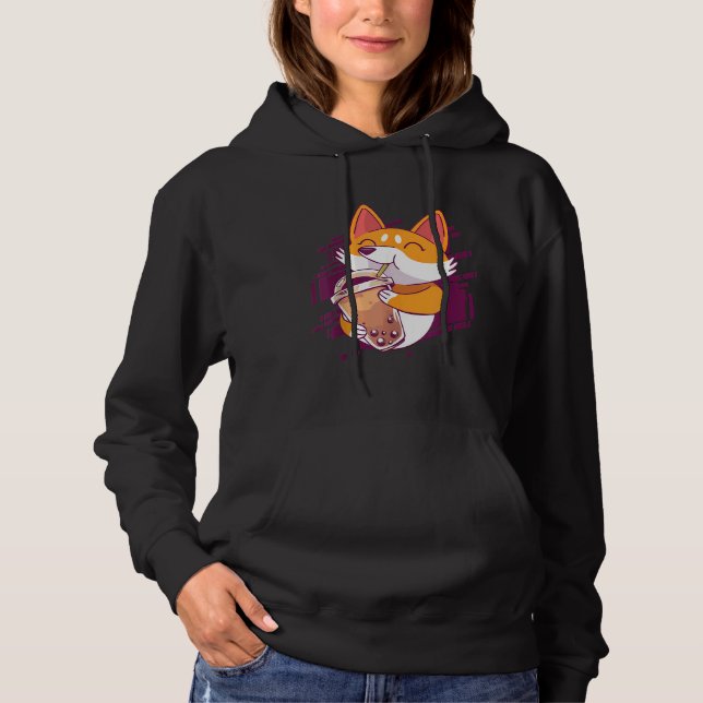 Corgi Bubble Tea Bobas Corgi Hoodie (Vorderseite)