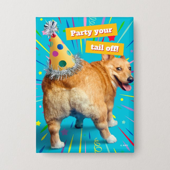 Corgi Butt Birthday Hat Button (Vorderseite)