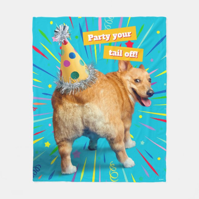 Corgi Butt Birthday Hat Fleecedecke (Vorderseite)