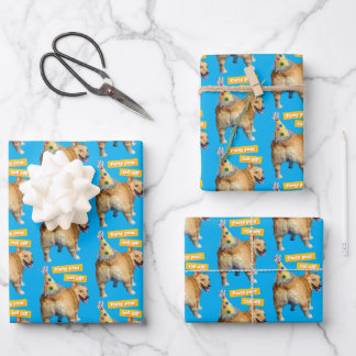 Corgi Butt Birthday Hat Geschenkpapier Set