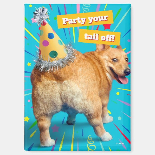 Corgi Butt Birthday Hat Magnet (Vorderseite)