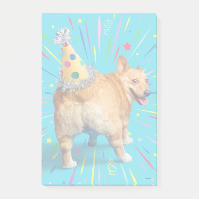 Corgi Butt Birthday Hat Post-it Klebezettel (Vorderseite)