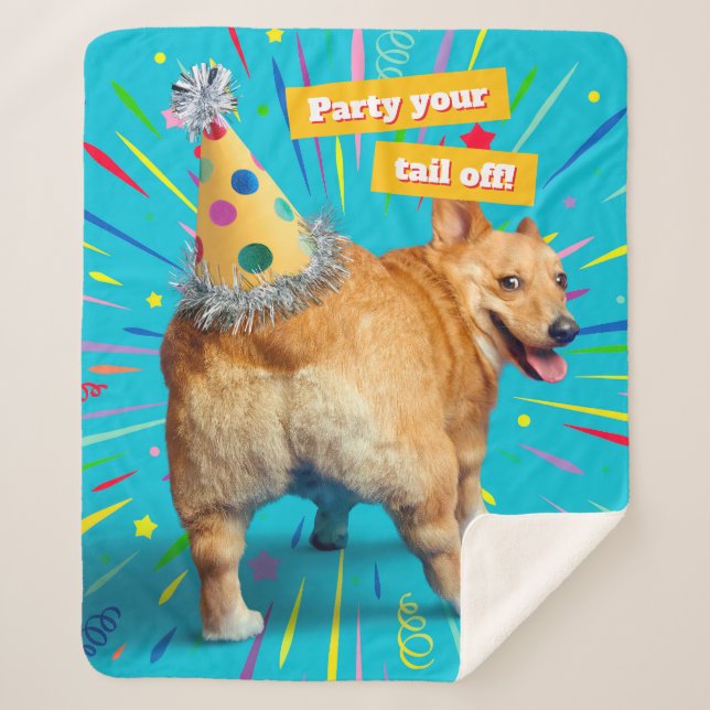 Corgi Butt Birthday Hat Sherpadecke (Vorderseite)