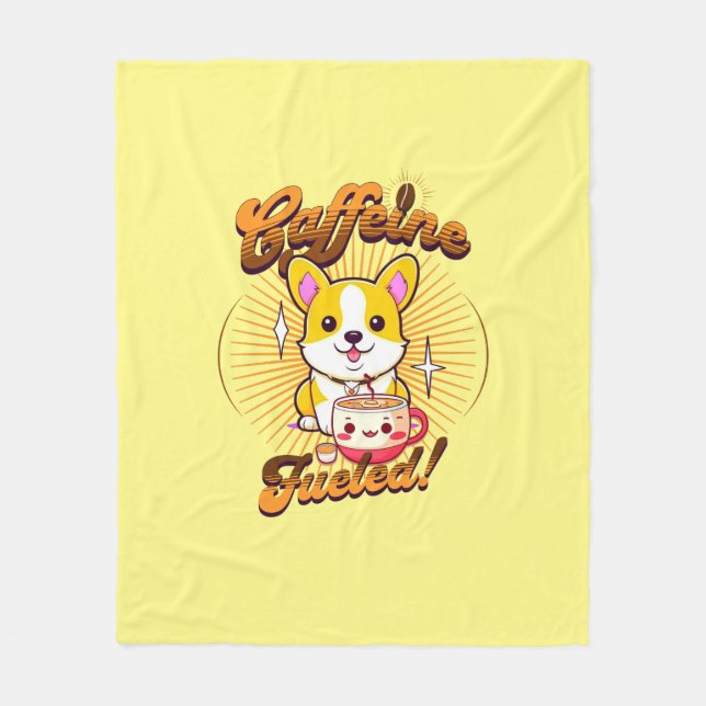 CORGI CAFFEINE FÜHLT! FLEECEDECKE (Vorderseite)