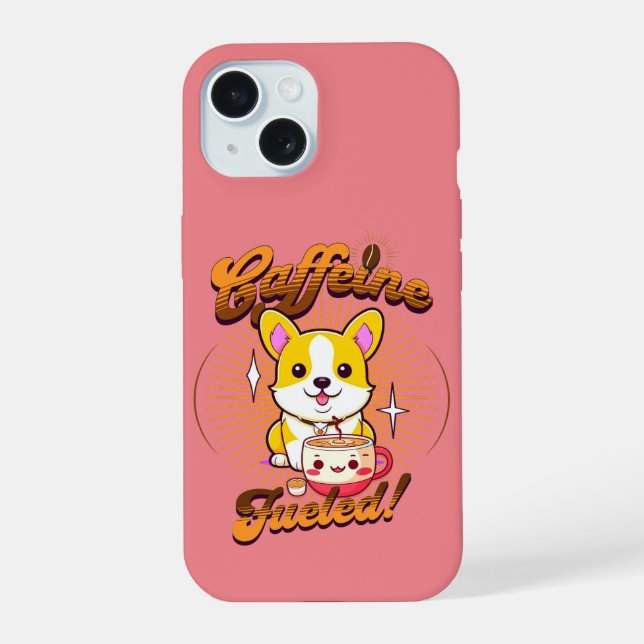 CORGI CAFFEINE FÜHLT! iPhone 15 HÜLLE (Rückseite)